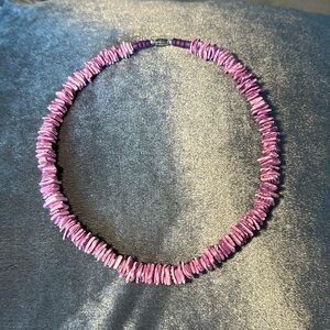 Vintage Purple Puka Shell Necklace 18" Bead Surfer Mermaid Bohemian